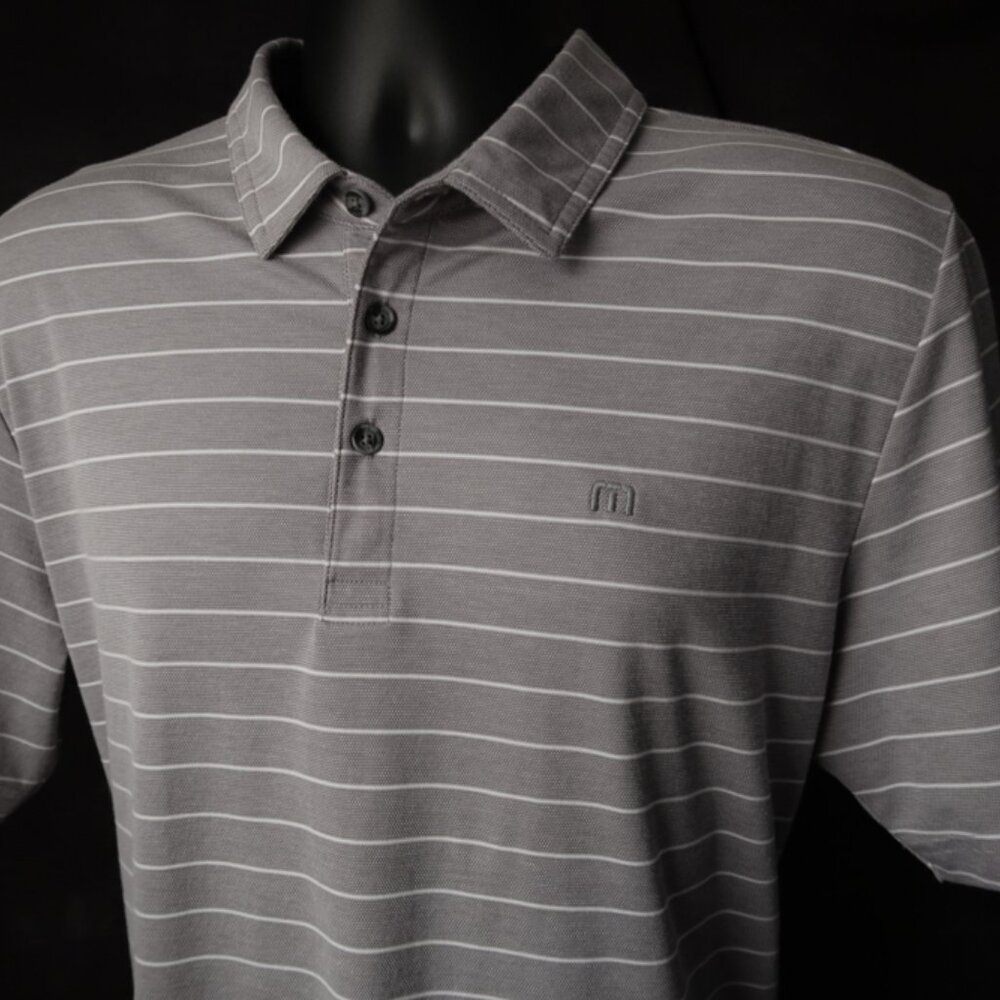 Travis Mathew Lt Gray Striped Polo (L) Excellent! ⛳️ ⛳️ - Picture 2 of 7